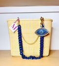 The Magna M Tote: Evil Eye – handwoven by The Manca Studio