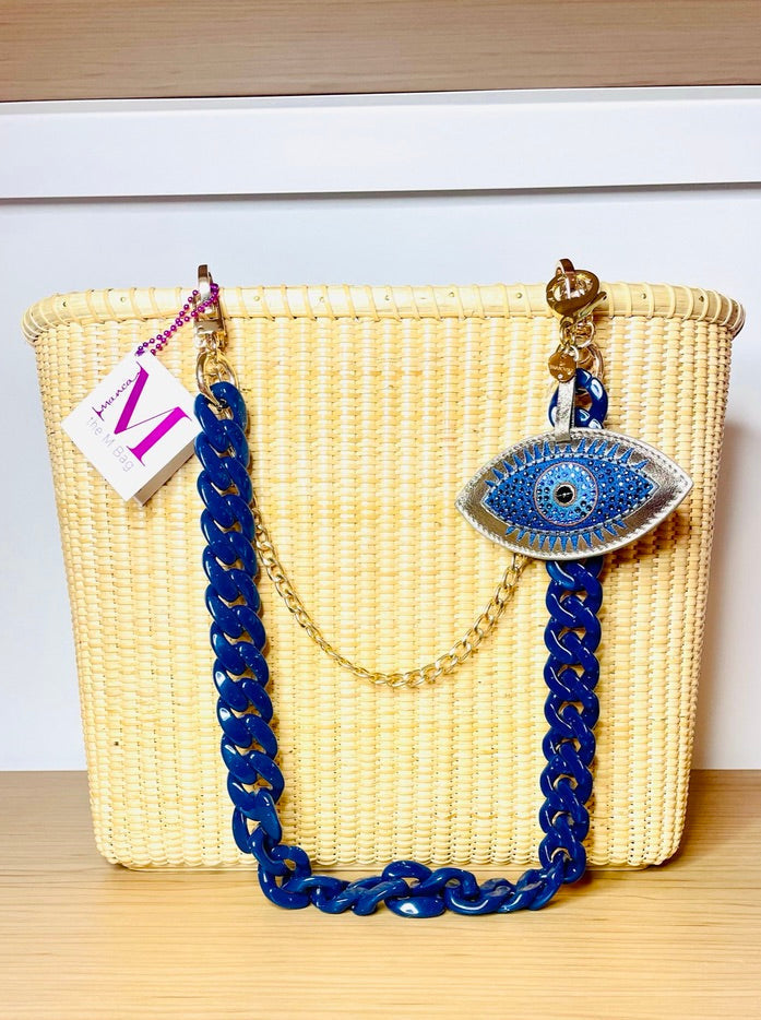 The Magna M Tote: Evil Eye – handwoven by The Manca Studio