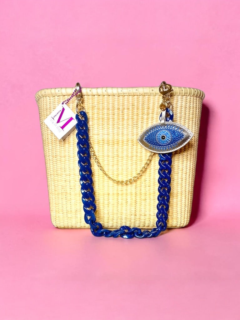 The Magna M Tote: Evil Eye – handwoven by The Manca Studio